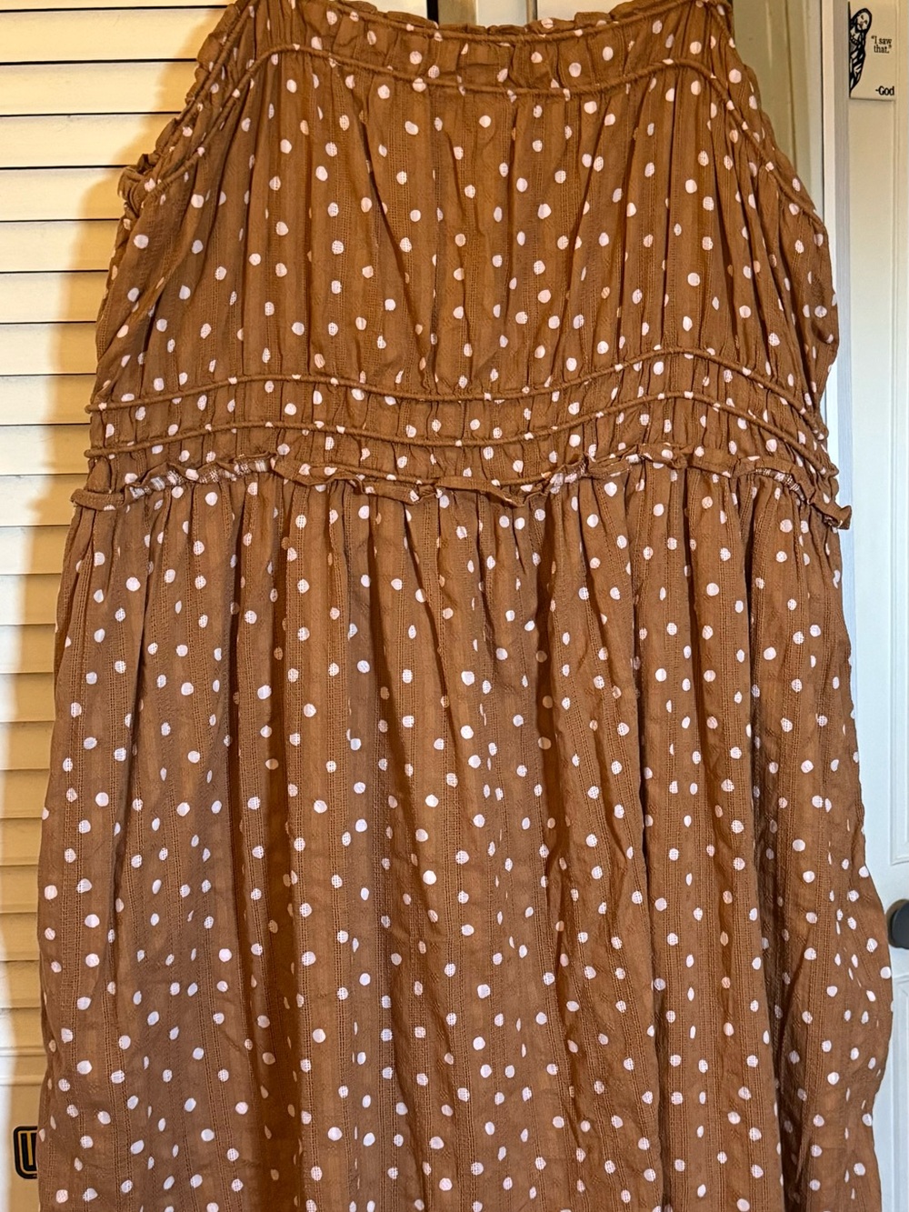 Maurices Brown Polka Dot Casual Tiered Dress
